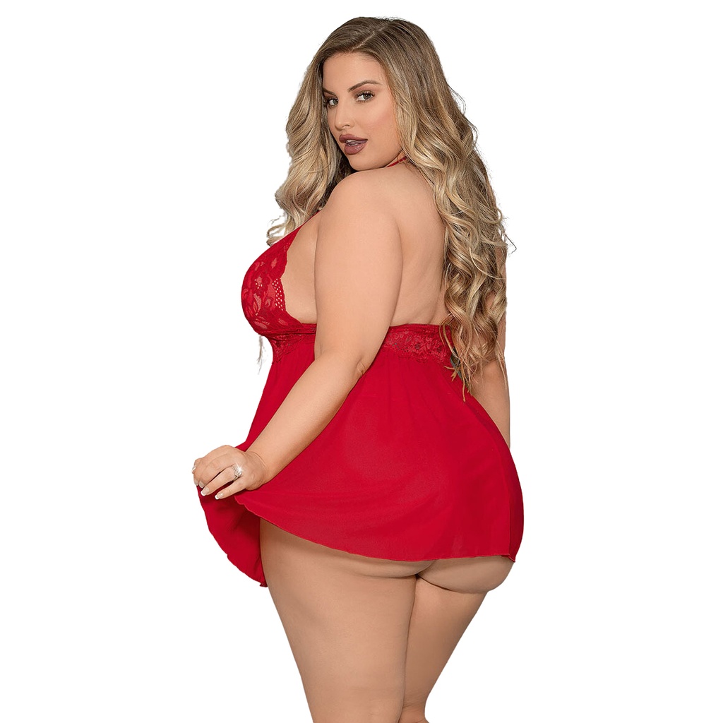 Halter Neck Baby Doll Dress-BD-19038