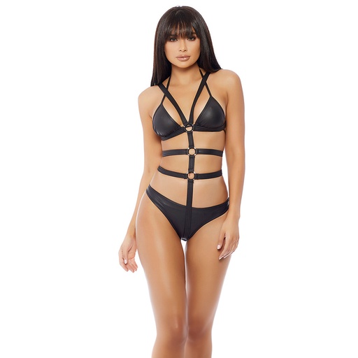 [TD-28995-BK] Monokini Teddy Dress TD-28995