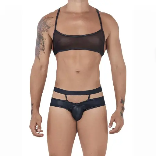 [XD-79011-BK]  Crossdresser Lingerie Set XD-79011