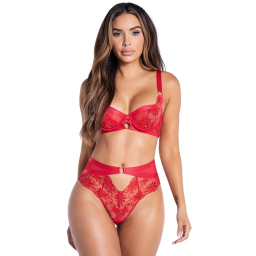 [LS-06347-RD] High Waist Lingerie Set-LS-06347